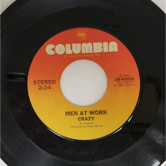 Record 45 RPM Vinyl  Men At Work- Down Under/ Crazy VINTAGE 1981 - Picture 4 of 4